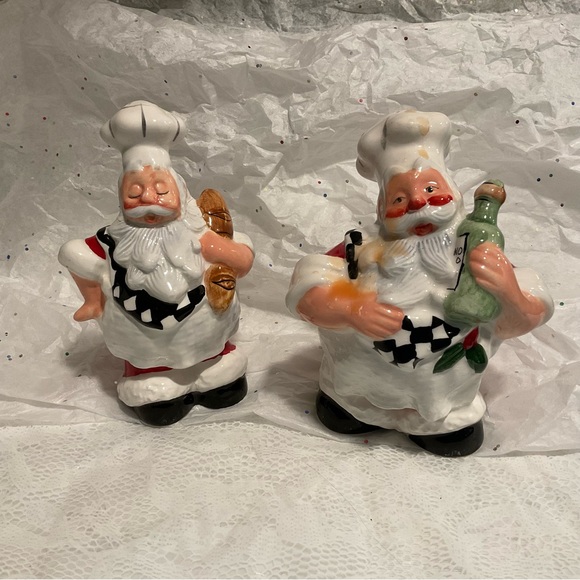 Vintage Santa Chef Salt & Pepper Shakers Ceramic - Picture 1 of 10